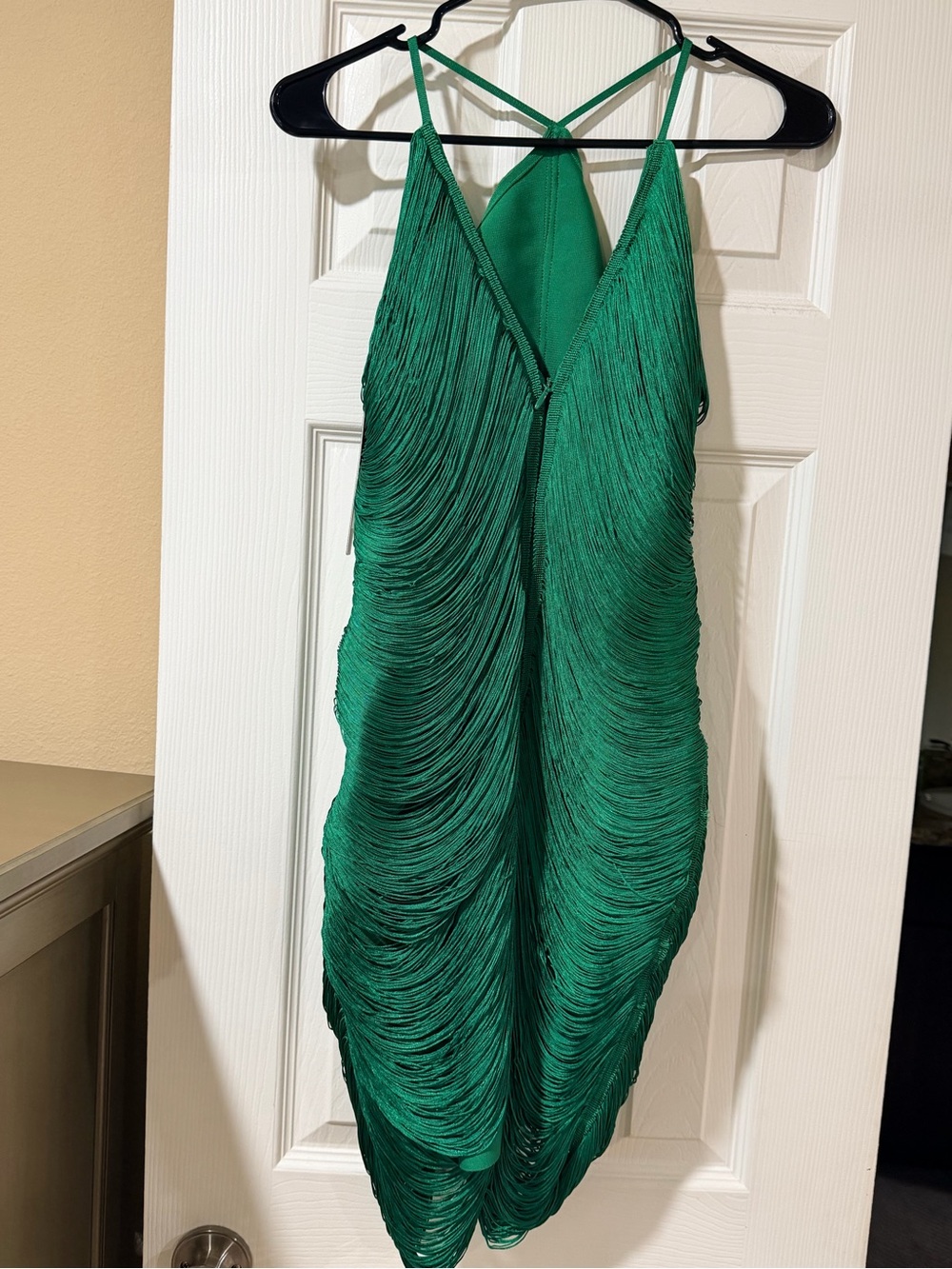 Green Fringe Cocktail Dress - Picture 3 of 4